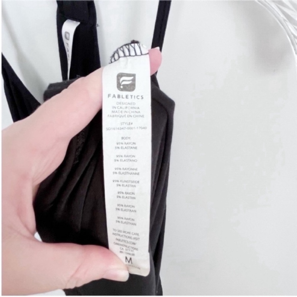 Fabletics Neema maxi dress black jersey T back draped - Picture 5 of 8